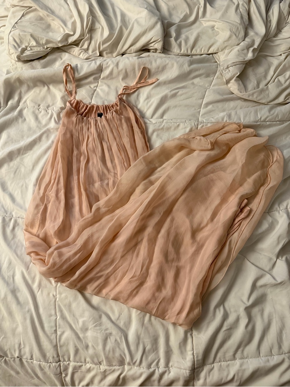 Peach Chiffon Spaghetti Strap Dress